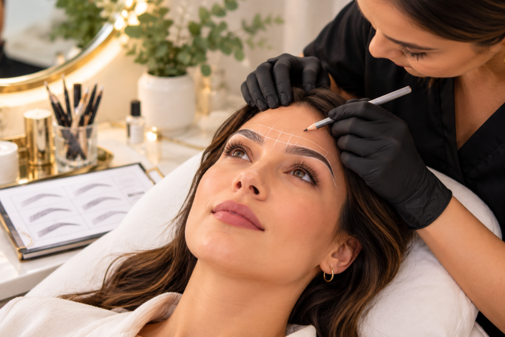 Woman Eyebrow mapping and shape design