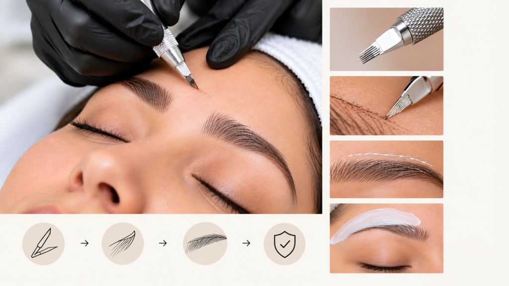 Microblading eyebrow Technique